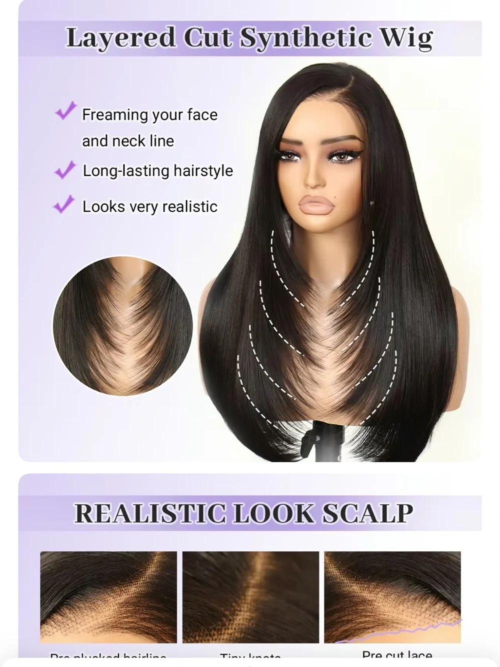 U&A Hair  Brown Straight Lace Front Wig - Natural Chestnut Brown